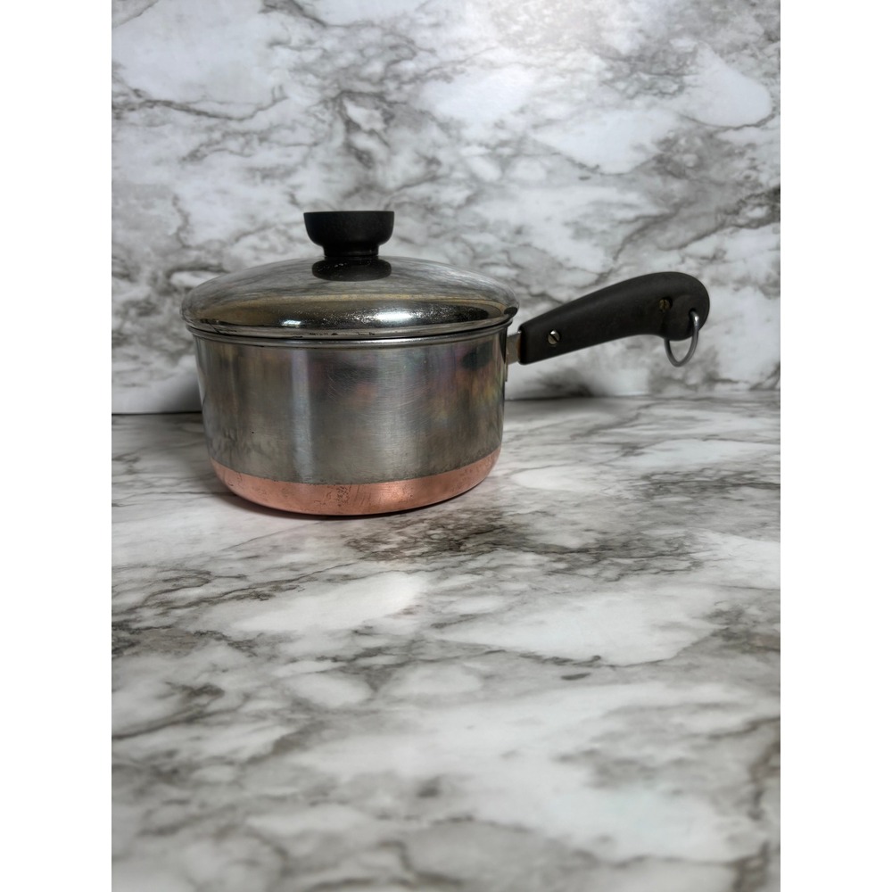 Revere Ware 1 Qt Saucepan & Lid Copper Bottom Stainless Steel Vintage USA 1801